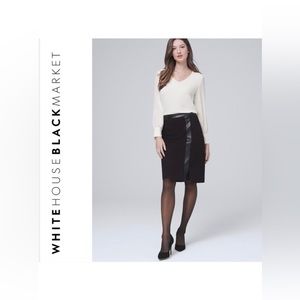 White House Black Market Black and Faux Leather Skirt